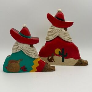 Reversible Southwestern Santa Figurines Desert & Christmas Holiday Decor Set 2